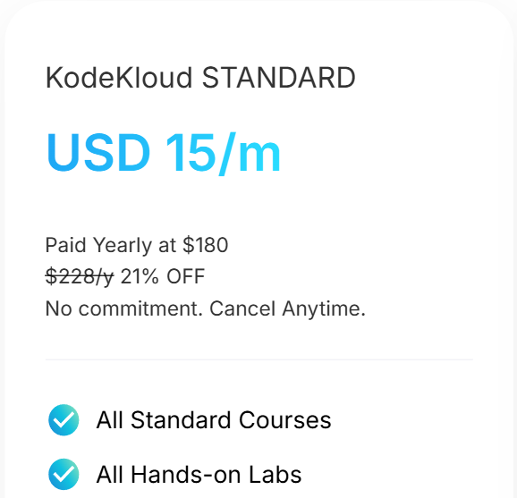 21% OFF KodeKloud Standard